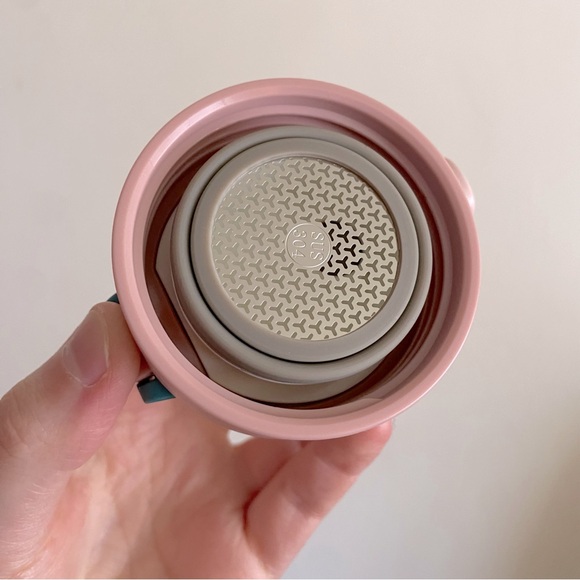 LAST CHANCE Kawaii Teal and Pink Small Metal Bottle with Bunny Ears - Picture 4 of 6